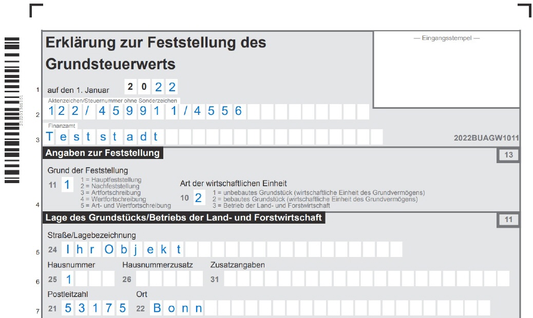 Muster Grundsteuererklärung -